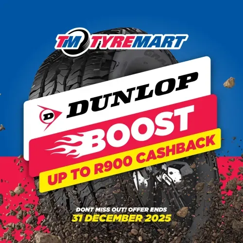 Mega Cashback - 1 million tyres in stock - up to R1200 off - don't miss out - offer ends 31 December 2025
